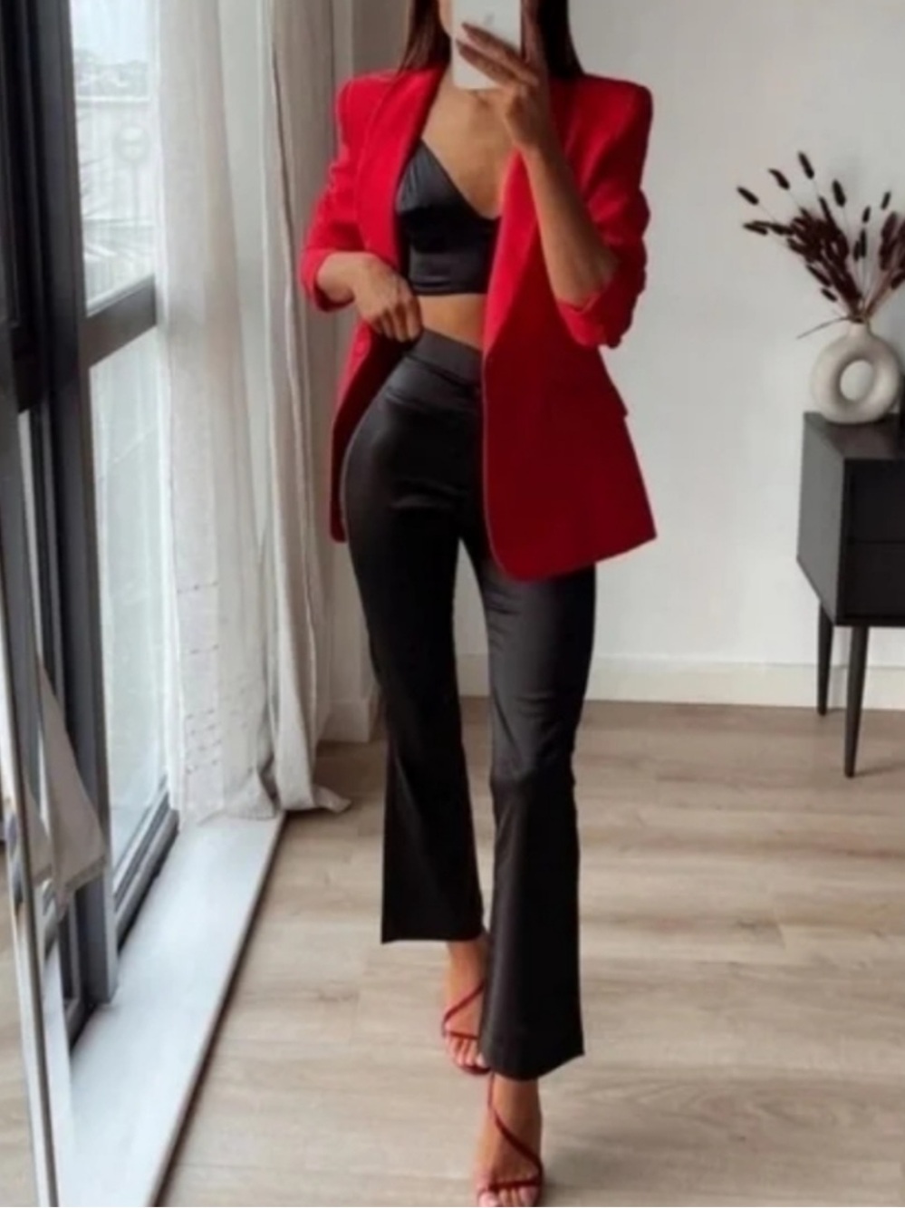 NWOT Zara Black Mini Flared Faux Leather Pants